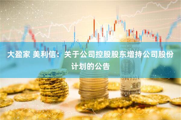 大盈家 美利信：关于公司控股股东增持公司股份计划的公告